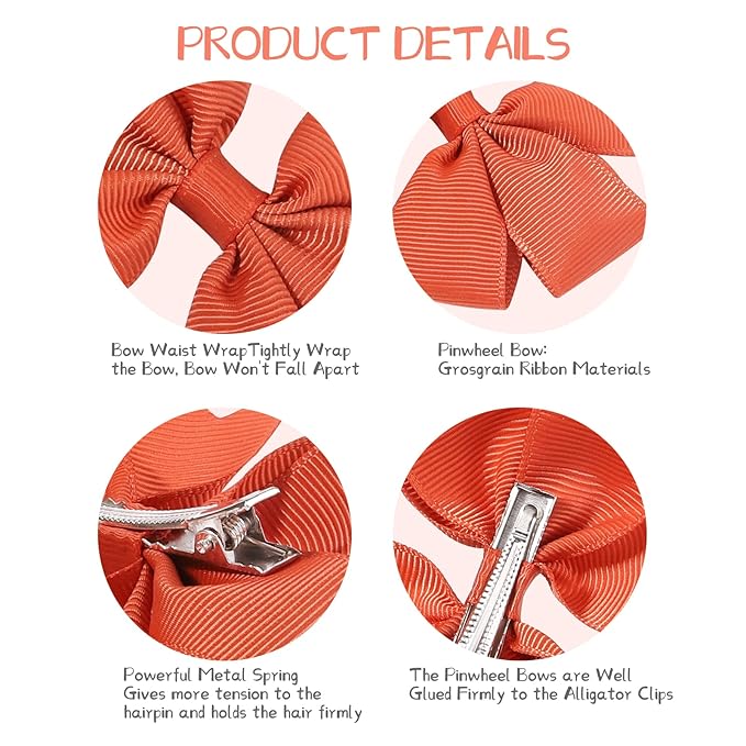 Choicbaby 3 Inch Hair Bows for Girls Grosgrain Ribbon Toddler Hair Accessories with Alligator Clip Bow for Toddler Girls Baby Kids Teens Gift