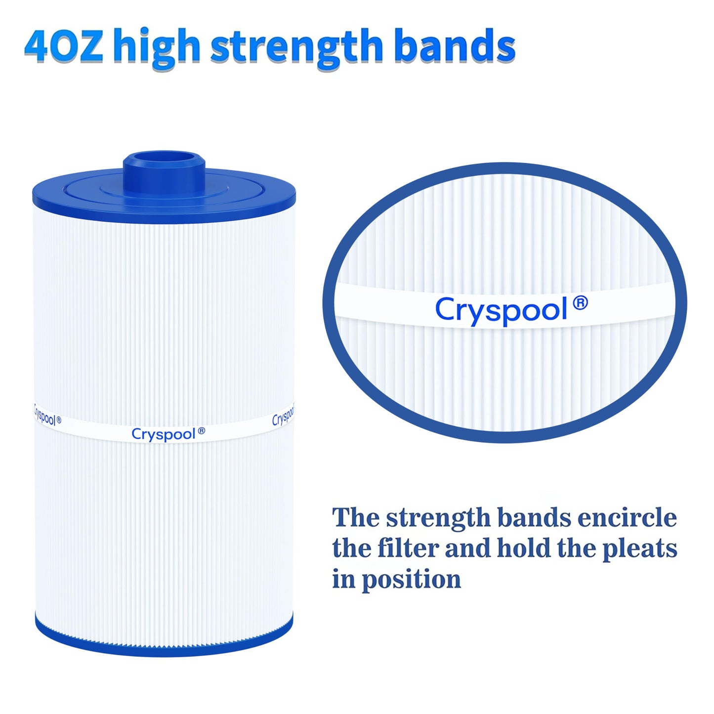Cryspool® 08008 Filter Compatible with PCS75N, Maax Spas, 100594, C-8475, FC-3320, 75 Sq. Ft Spa Filter Cartridge, 1 Pack