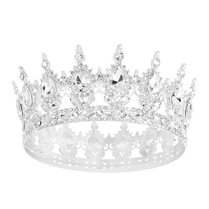 YOUlDIANZI Queen Crown Rhinestone Wedding Crowns and Tiaras for Women Costume Party Hair Accessories Princess BirthdayCrown Crystal BridalCrown (Silver White Crowns)