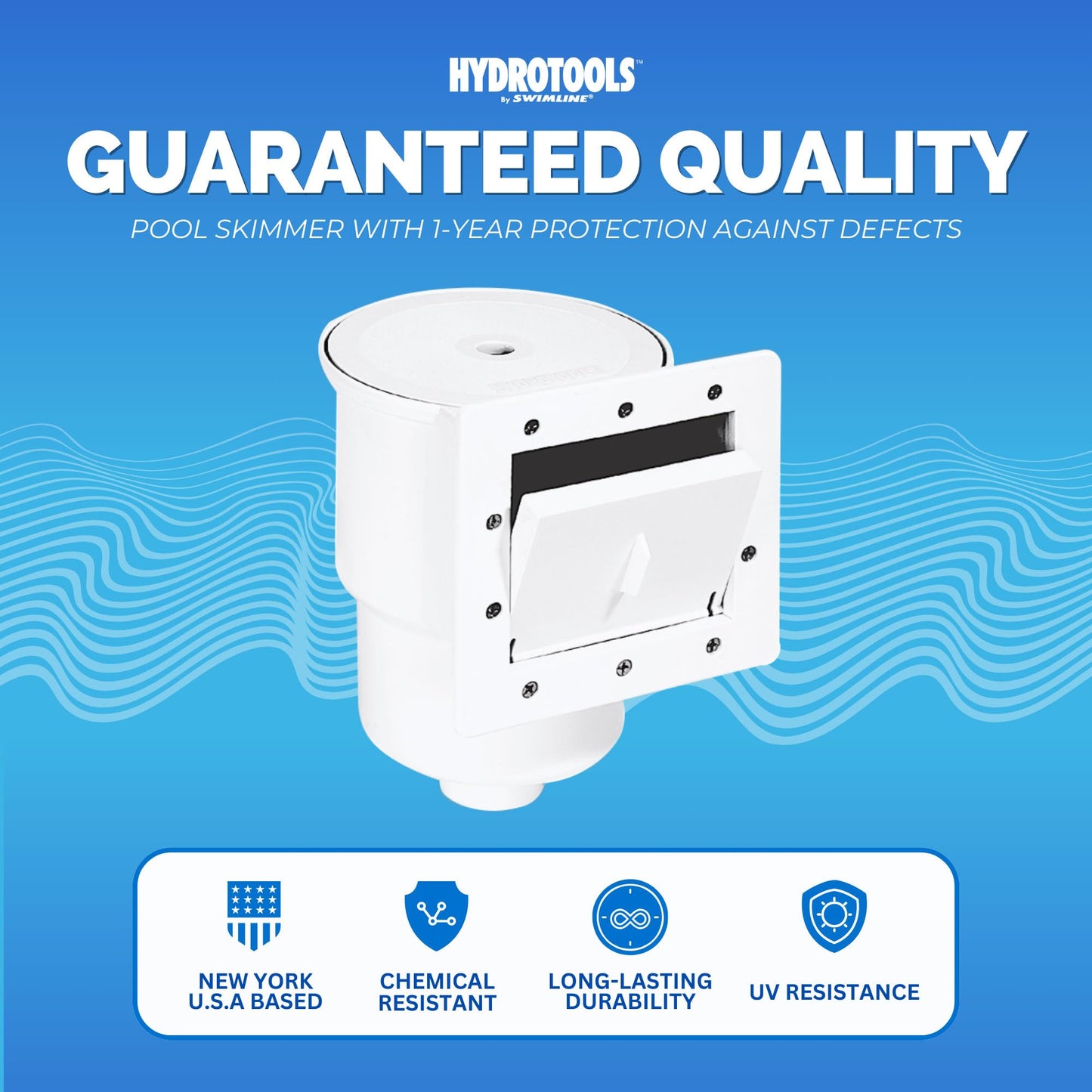 Swimline HYDROTOOLS Standard ABS Thru-Wall Skimmer Kit, White - Includes Return Fitting and Vacuum Plate, Maintenance Accessories for Above Ground and Backyard Deck Swimming Pools