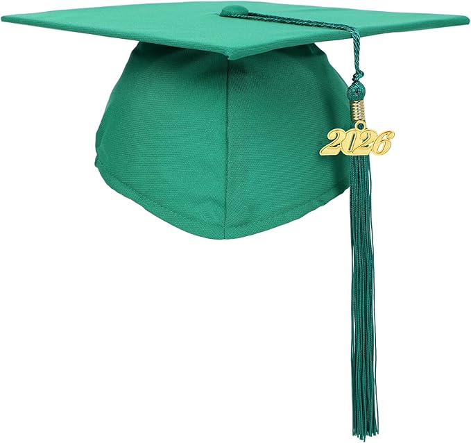 Unisex Adult Matte Graduation Cap with Tassel Year Charm