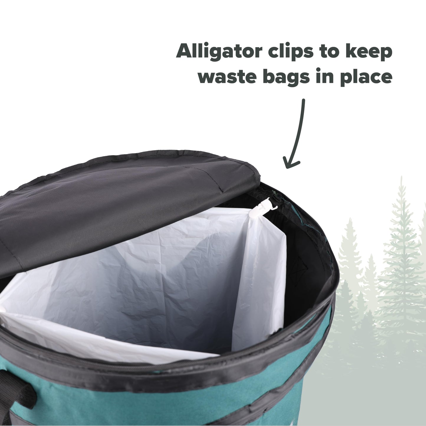 Coghlan's Deluxe Durable Pop-Up Trash Can – Collapsible Garbage Bin with Zippered Lid, Bag Clips, and Anchoring Points for Camping, Home, and Outdoor Use – 29.5 Gallon