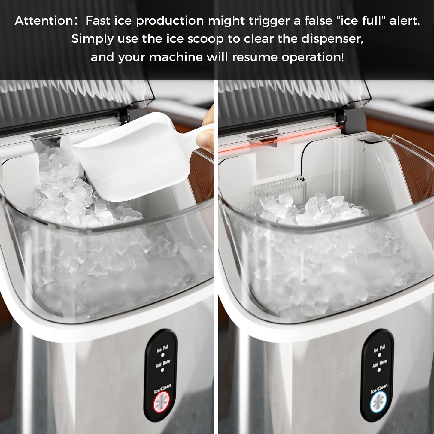 Kismile Nugget Ice Makers Countertop,Pebble Ice Maker Machine with Chewable Ice, 35lbs/Day,One-Click Operation,Self-Cleaning,Pellet Ice Maker Countertop for Home/Kitchen/Office
