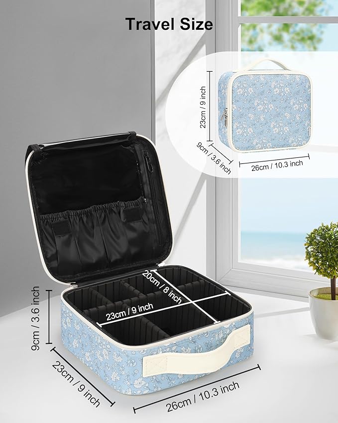 Relavel Travel Makeup Case, Professional Makeup Artist Makeup Bag, Portable Makeup Train Case Organizer with Adjustable Dividers, Cute Cosmetic Bags Birthday Gifts for Girls and Women