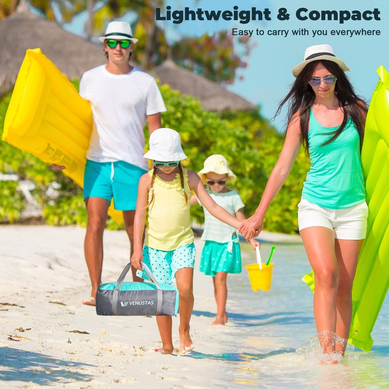 Venustas Beach Tent Sun Shelter for 3/4/6/8 Person, UPF 50+ UV Protection Beach Canopy, Lightweight and Easy Setup Cabana, Portable Beach Shade Tent