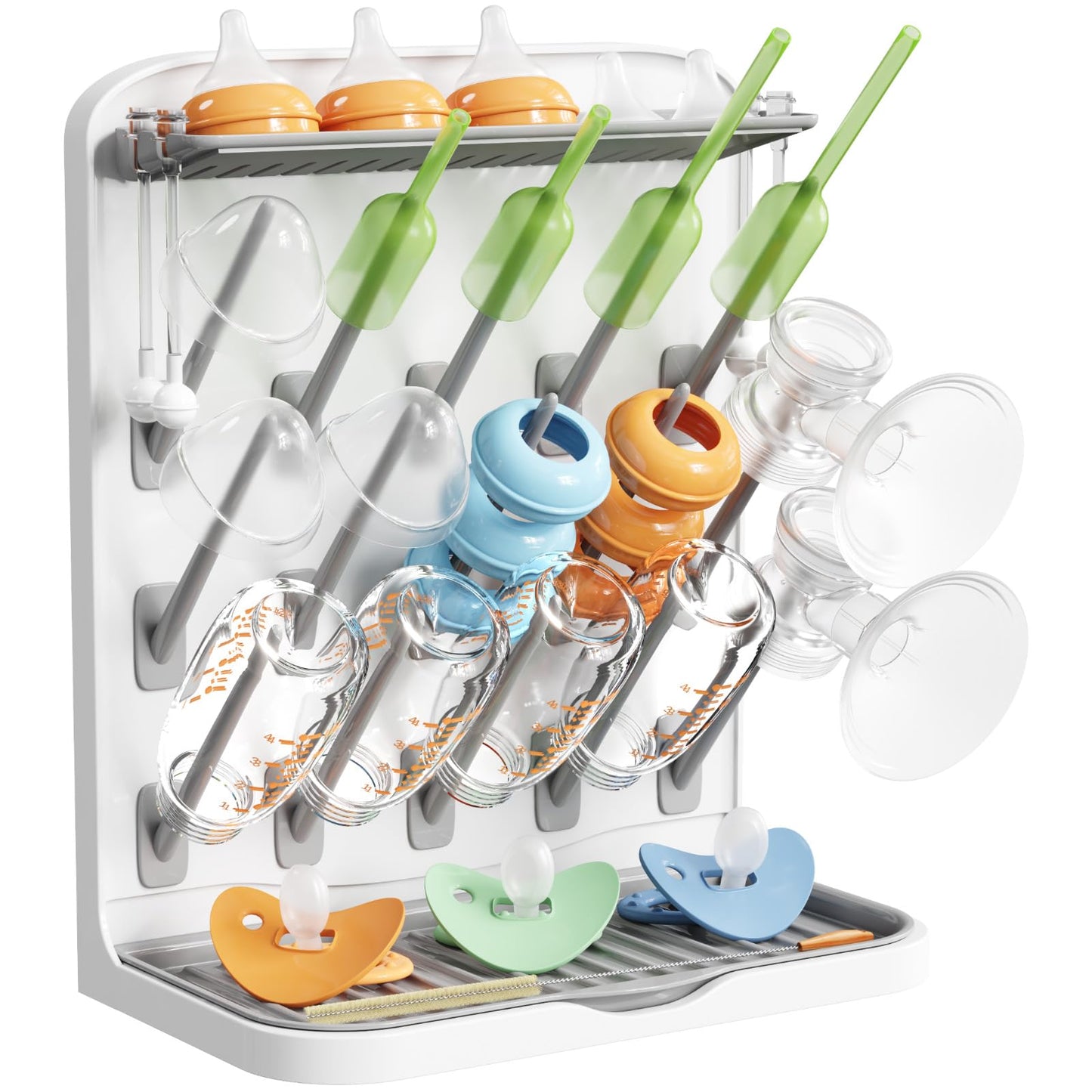 Lifewit Large Baby Bottle Drying Rack with 15 Hooks, Newborn Essentials Must Haves, Countertop Holder Organizer for Baby Stuff, Rack Dryer for Pacifiers, Weighted Straws, Pump Parts