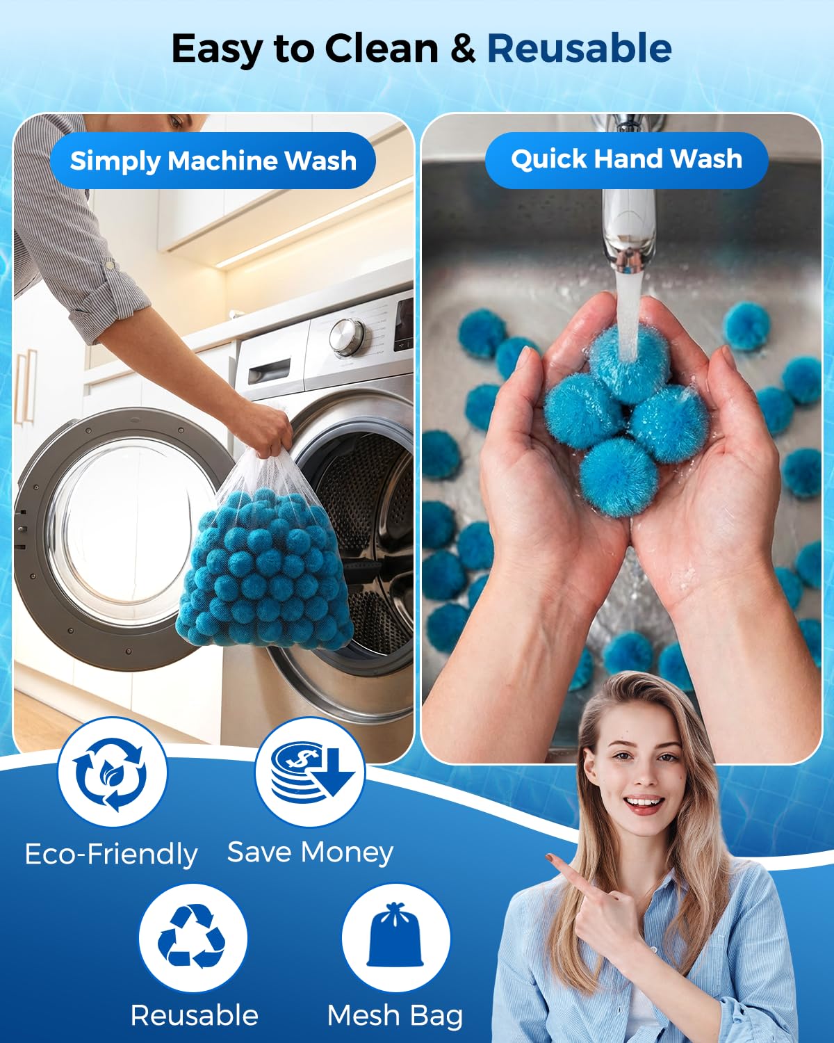 Zeinunk 2026 Upgraded Pool Filter Balls 1.55lbs with Mesh Bag, Reusable Pool Balls for Swimming Pool Pump Sand Filter Balls Media, Replace 60lbs Filter Sand for Above & In Ground Pool