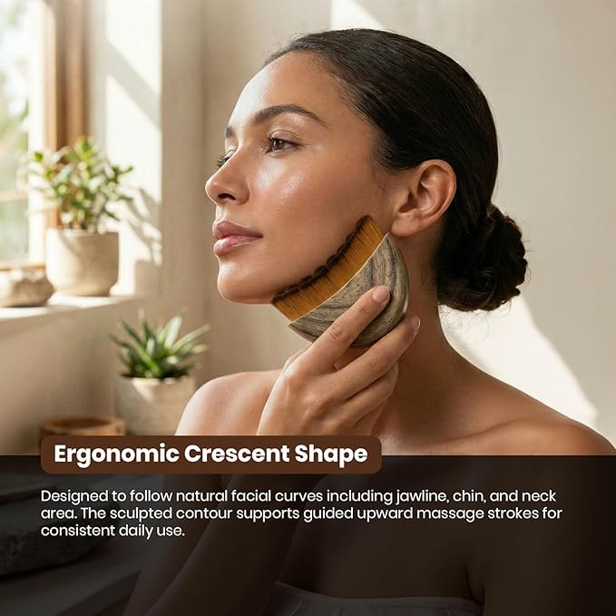 Lymphatic Contour Face Brush, Manual Lymphatic Drainage Massager with Soft Durable Bristles, Ergonomic Sculpting Facial Cleansing Brush with Protective Case for Face & Neck