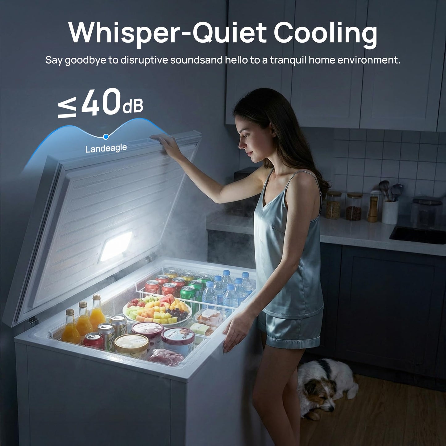 2.7 Cu.Ft Chest Freezer, Small Compact Deep Freezer with Adjustable 7 Thermostat,2 Removable Baskets, Energy Saving, Quiet Top Open Door Mini Meat Freezer with LED Light for Garage Outdoor Home Office