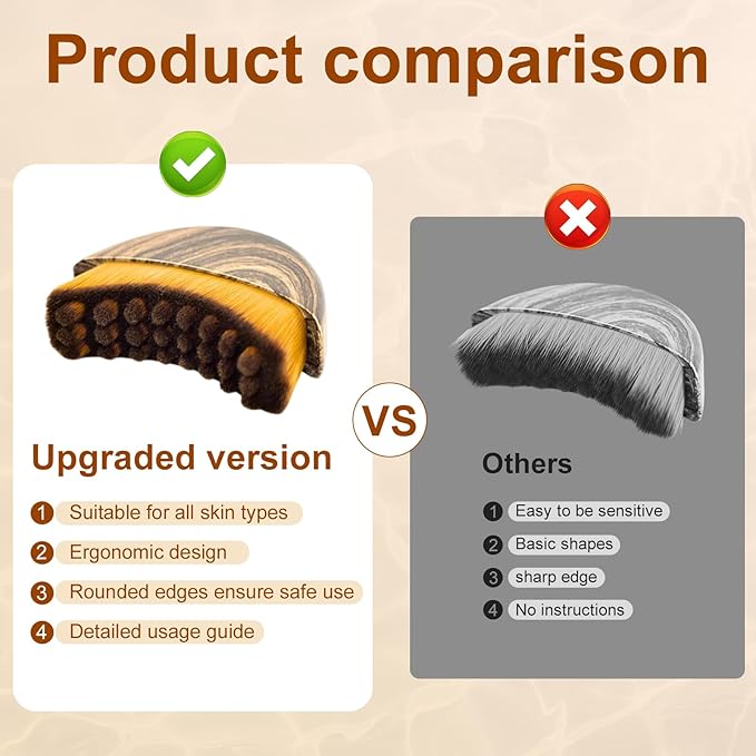 Lymphatic Contour Face Brush - Super Soft Bristles Face Massage Brush to Reduce Puffiness & Define Jawline, Manual Lymphatic Drainage Tool with Ergonomic Handle Sensitive Skin Care (Cinnamon-1pcs)