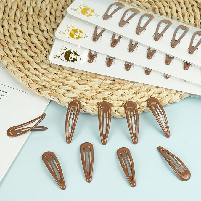 40pcs Snap Hair Clips, 2'' Hair Clip, Non-slip Brown Hairpin Accessories for Women Girls, Metal Barrettes for Styling, Brown
