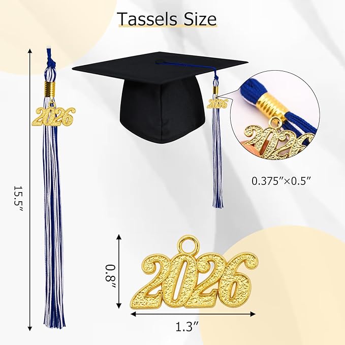GraduationMall Single&Multiple Color Graduation Tassel with 2026 Year Charm 9"
