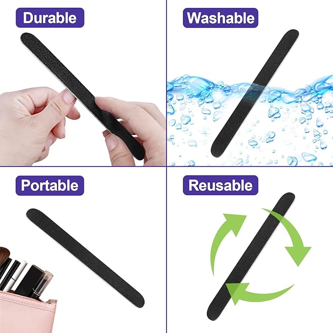 Emery Board Nail Files (50 Pack), 100/180 Grit Wooden Nail File for Natural Nails, 7 Inches Emory Filers Manicure Tool Set Disposable Nail File for Home Salon Black