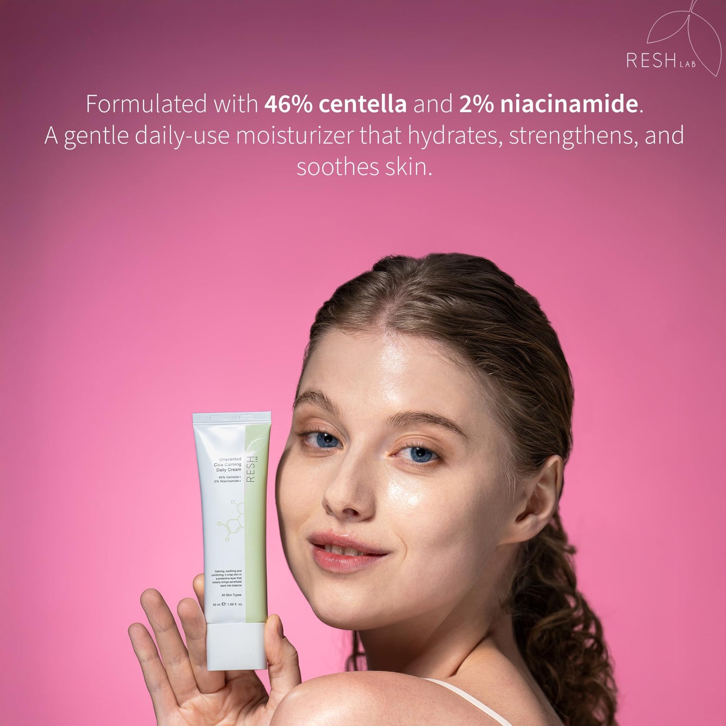 Resh Lab Korean Cica Repair Cream – Hydrating Face Moisturizer for Sensitive & Dry Skin | Redness Relief, Soothing Cream with Ceramide & Panthenol (Fragrance-Free, 50ml)