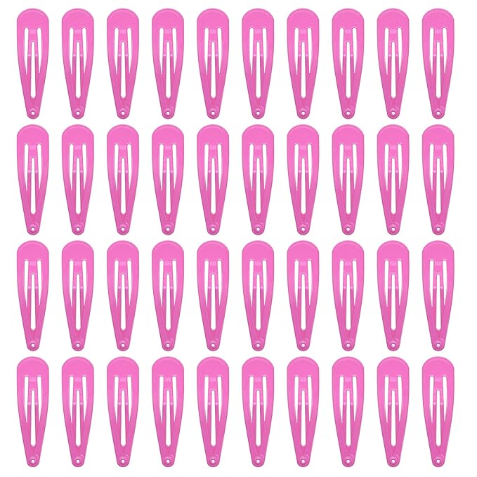 40 Counts Colorful Metal Snap Hair Clips 2 Inch Barrettes for Women Accessories (hotpink)