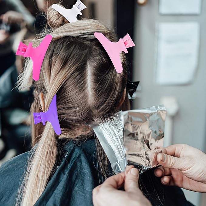 Hair Clips for Styling Sectioning 12 Pack Butterfly Clamps Hair Claw Clips Pro Salon Hair Clips for Styling, Sectioning, Cutting and Coloring, 6 Colors