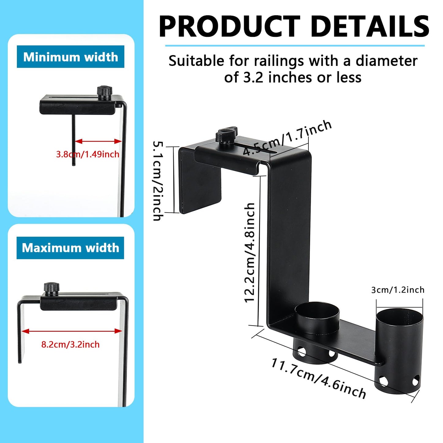Lettry 2 Pcs Pool Fence Hooks, Pool Tool Organizer, for Hanging Pool Cleaning Accessories, Pool Pole, Brush, Leaf Skimmer Net, Vacuum Head