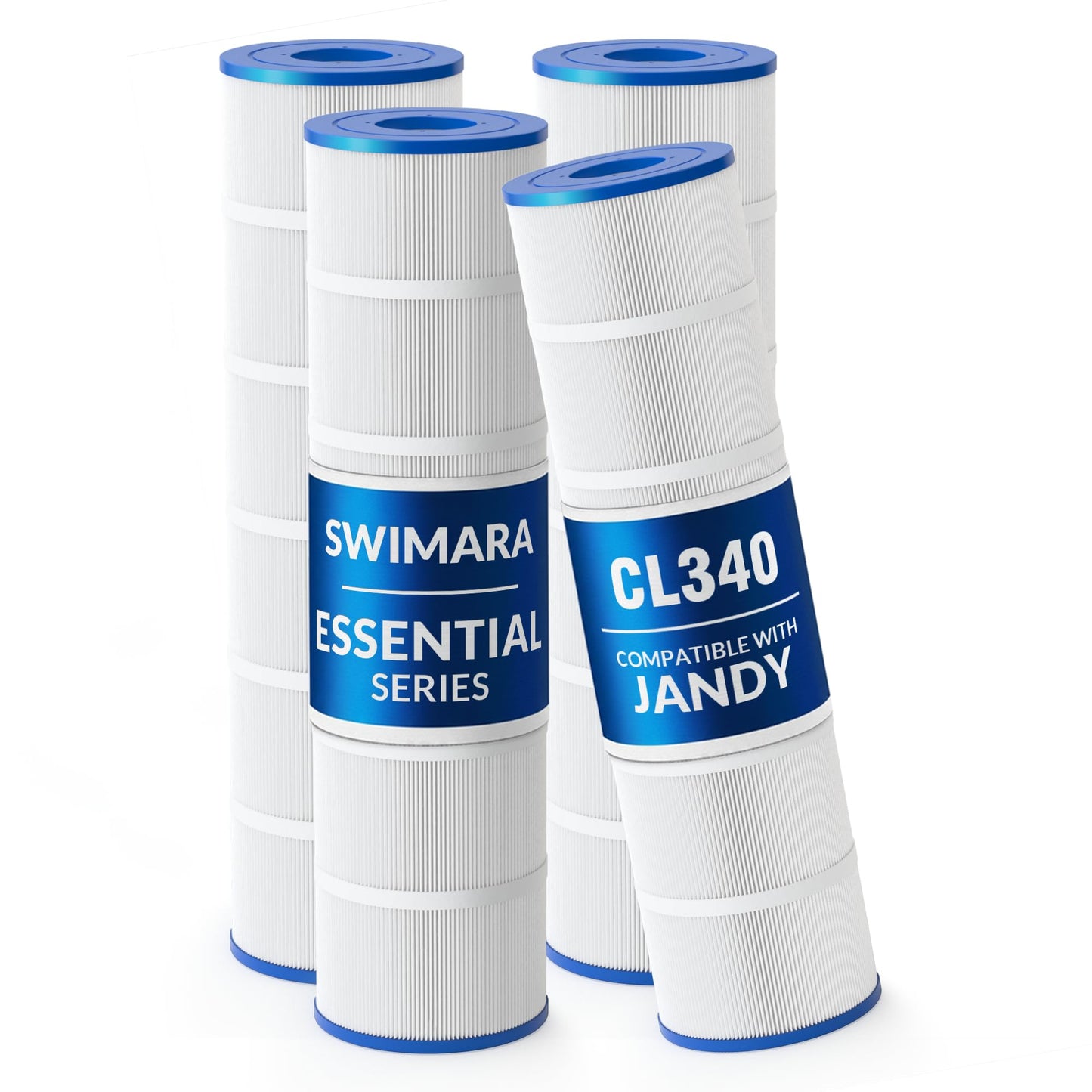 Swimara Pool Filter Cartridge for Jandy Systems, Essential Series, CL340 CV340, Replacement for R0554500 PJAN85, Cylindrical Fabric, 340 Sq. Ft., 4-Pack
