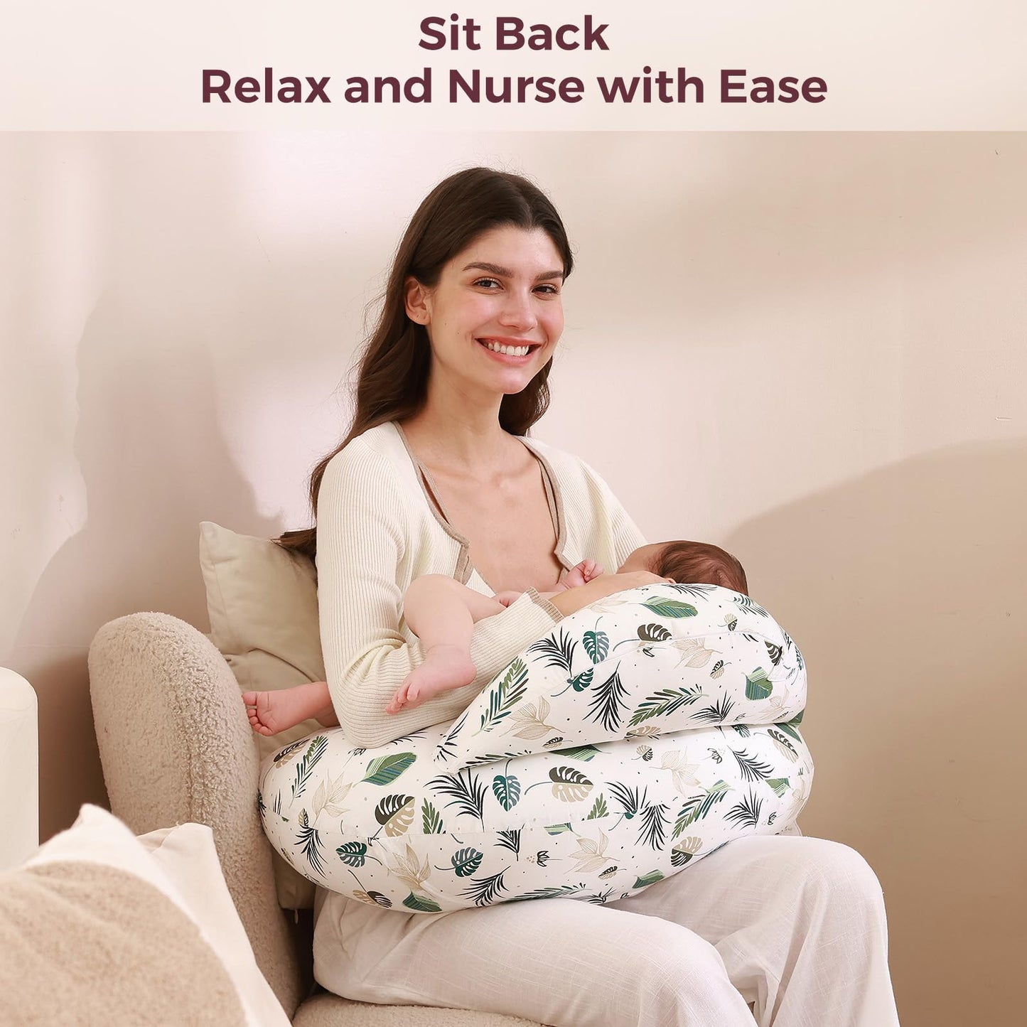 Momcozy Innovative Safety Guard Nursing Pillow for Breastfeeding- Wider Feeding Pillows for More Support for Mom & Baby- Easier Nursing & Hand Free- Fit for All, Removable Cotton Cover
