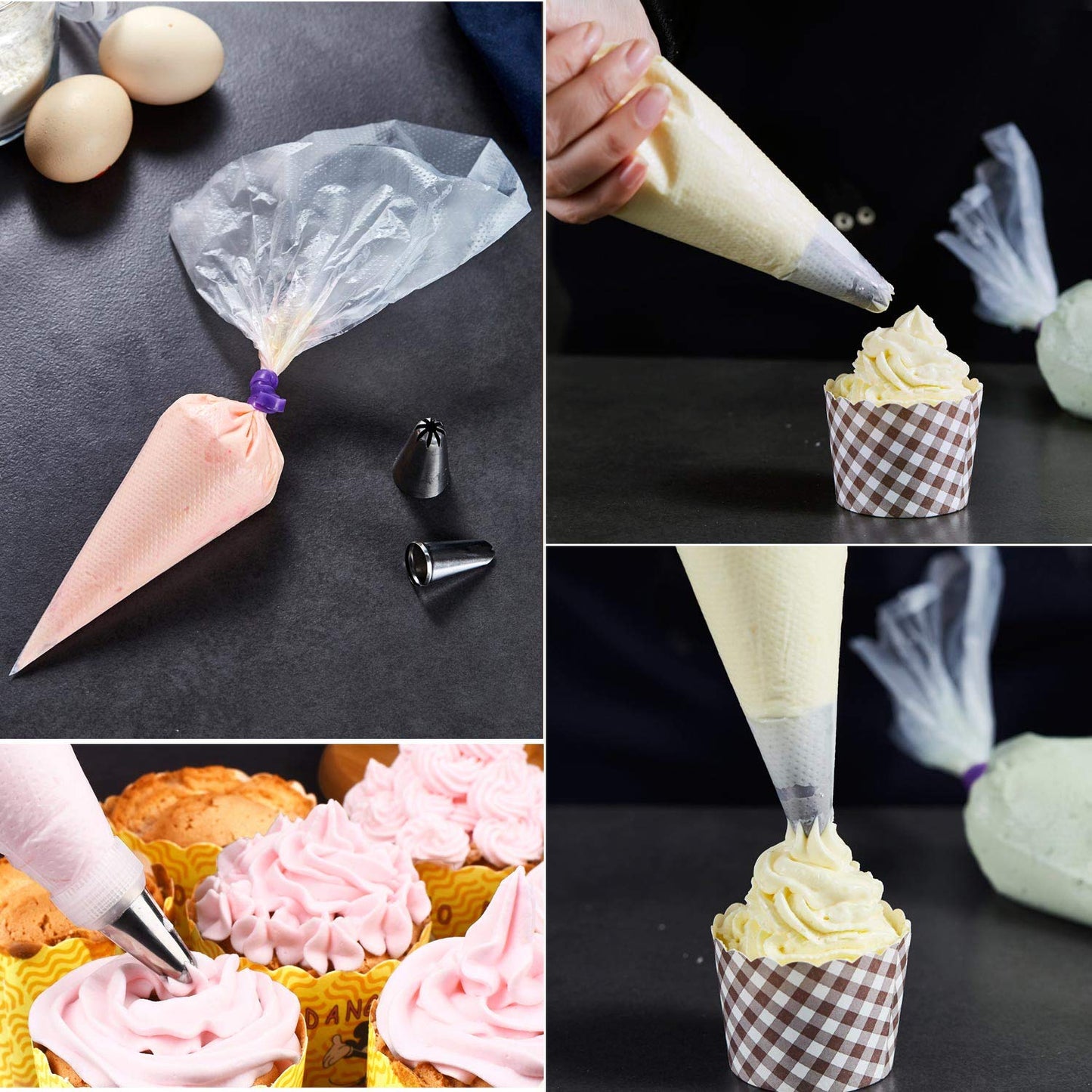 LoveBB 500 Pcs Piping Bags Disposable 10.6 inch Thick Tipless Pastry Bags Icing Frosting Bags for Baking Cookies Cupcake Decorating Supplies