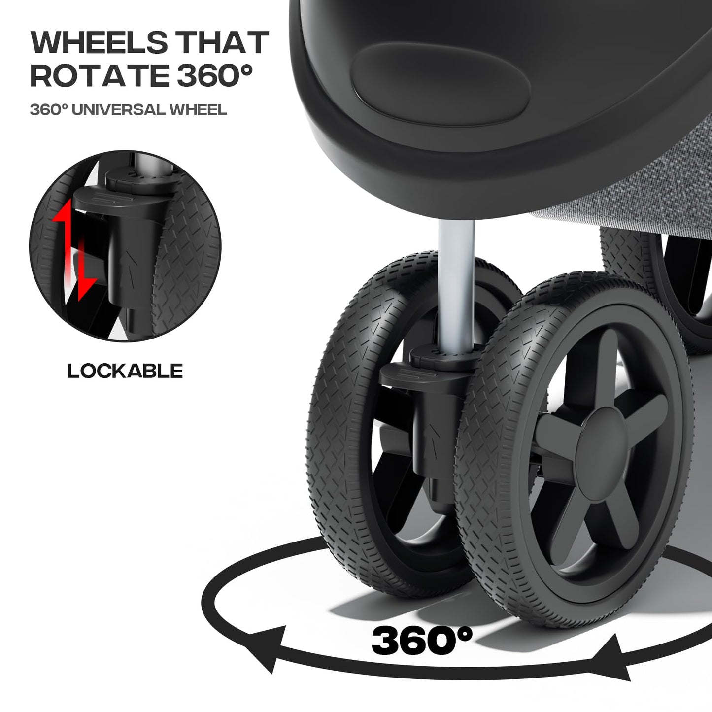 Pet Stroller for Small Dogs 10 lbs, Dog Stroller for Medium Dogs 30 lbs, Cat Strollers for 2 Cats, 3 Wheels Foldable Jogger Puppy Stroller with Storage Basket and Cup Holder, Grey
