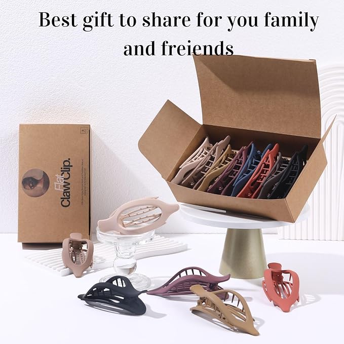 8 Pack Flat Hair Clips for Women,Matte No Crease Flat Claw Clips, Large Strong Hold Barrettes for Thick & Thin Hair, French Duckbill Styling Accessories