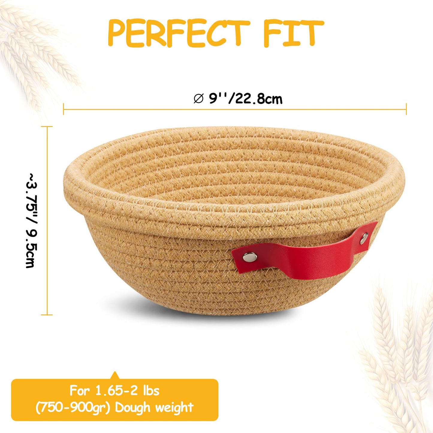 Dimpola Banneton Bread Proofing Basket - Cotton Banneton Basket Set of 2 Sourdough Proofing Basket Round Proofing Bowls Handmade Rattan Baskets and Liners