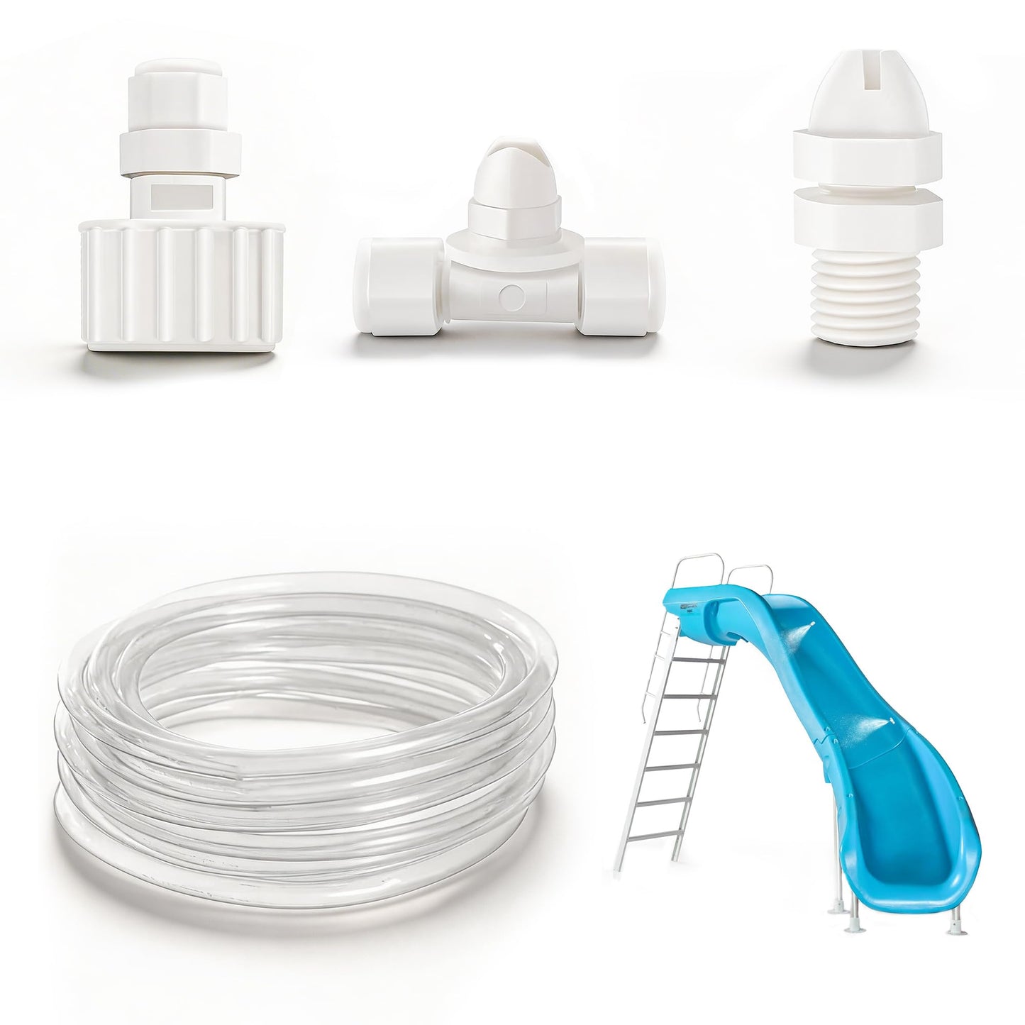 Pool Slide Water Tubing Kit, Inground Pool Slide Hose Kit, Sprayer/Spray Kit for Swimming Pool Slide(Whole Set)