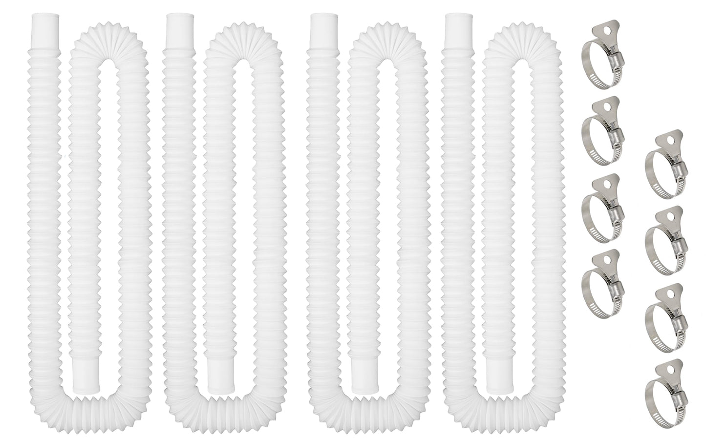Pool Hoses for Above Ground Pools, 4 Pack 1.25 Inch Pool Filter Pump Hoses, Compatible with Pool Filter Pump 607, 637 With 8 Metal Clamps