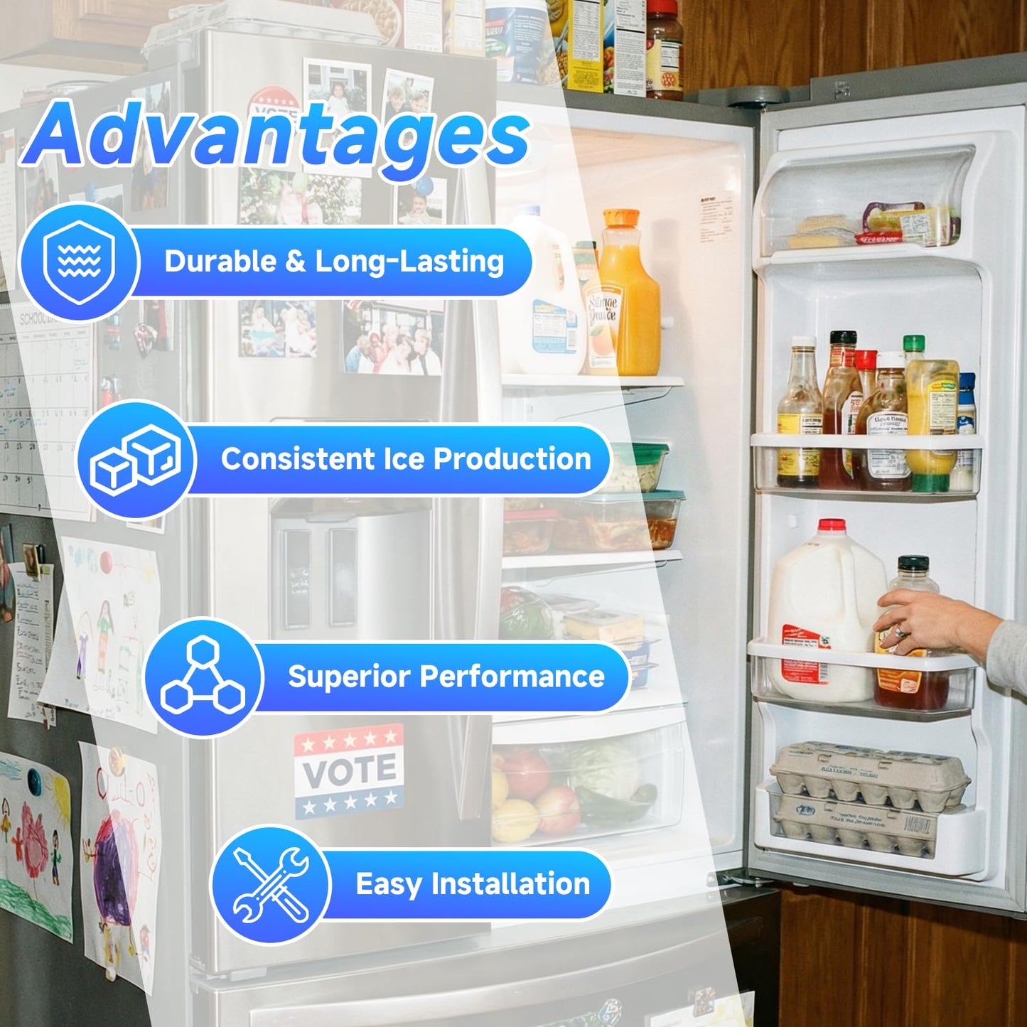 W10882923 Refrigerator Ice Maker, Compatible with Whirlpool Maytag KitchenAid, Replaces W10377151 AP6037857 W10377147 PS11769140, Stable & Efficient Ice Production
