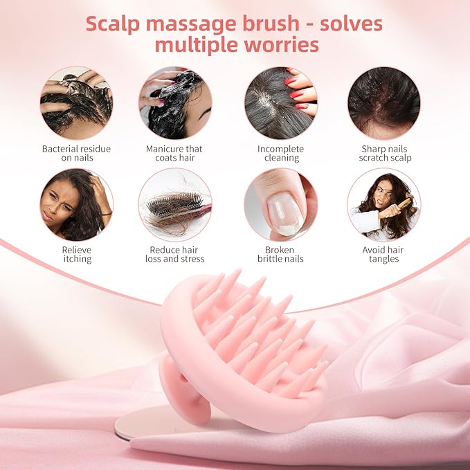 Scalp Massager Shampoo Brush, Scalp Scrubber with Soft Silicone Bristles, Scrubber Scalp Exfoliator for Dandruff RemovalÃ¯Â¼ÂHair Grouth,Wet Dry Hair Massager Brush for All Hair (Pink)