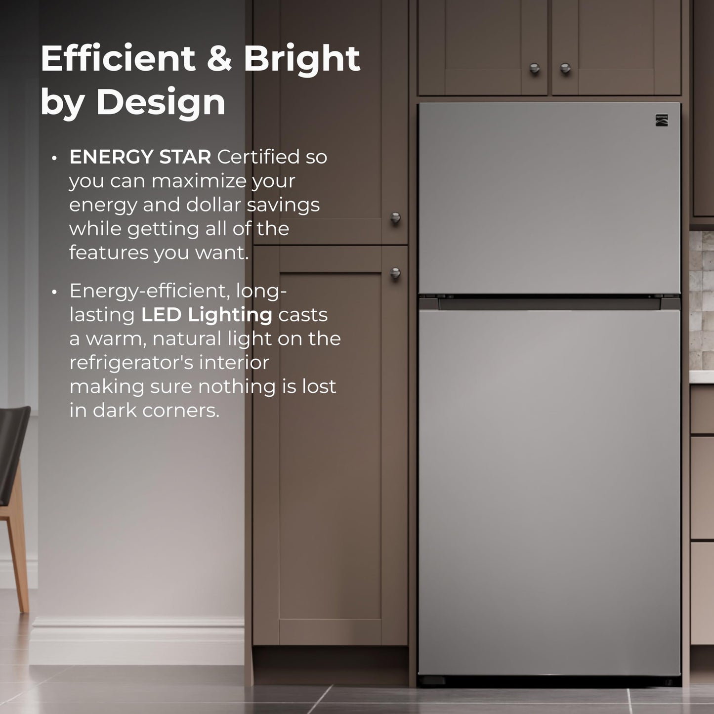 Kenmore 30 in. 18.1 cu. ft. Capacity Refrigerator/Freezer with Adjustable Glass Shelving, Humidity Control Crispers, Ice Maker, ENERGY STAR Certified, Fingerprint Resistant Stainless Steel