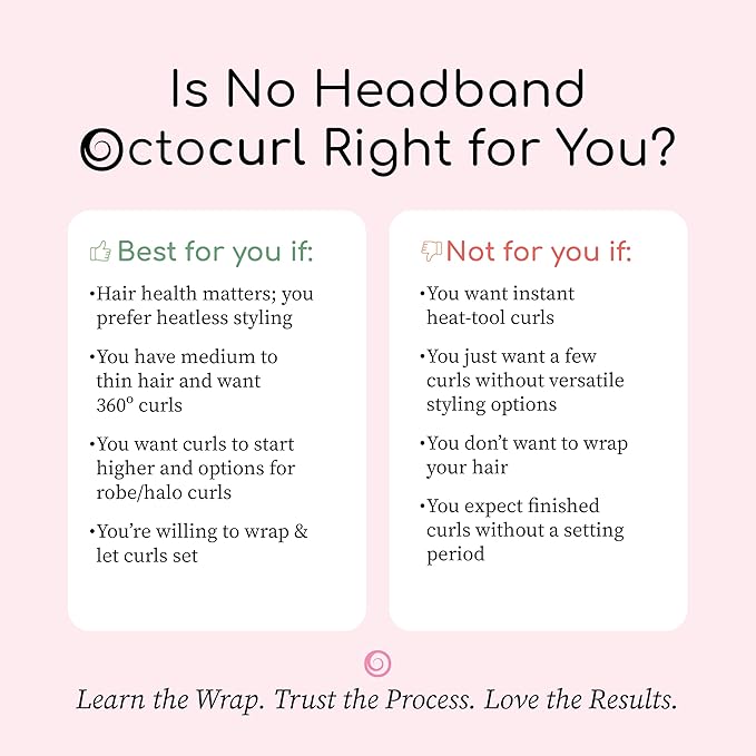 Octocurl No Headband Heatless Curlers for Medium to Thin Hair Ã¢ÂÂ Lightweight Curling System for Controlled, 360ÃÂ° Heat-Free Curls