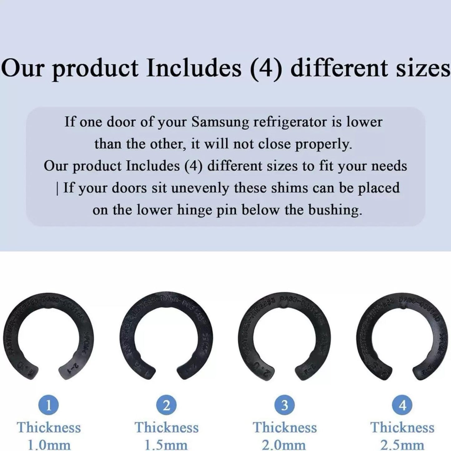 MOTOFITOOL 12 Pcs Upgraded DA99-04158A Hinge Shim Refrigerator Door Height Adjustment Kits, Replacement Parts Compatible with Samsung 3282540, DA60-00314C, PS6448337 AP5668209, 4 Different Thickness
