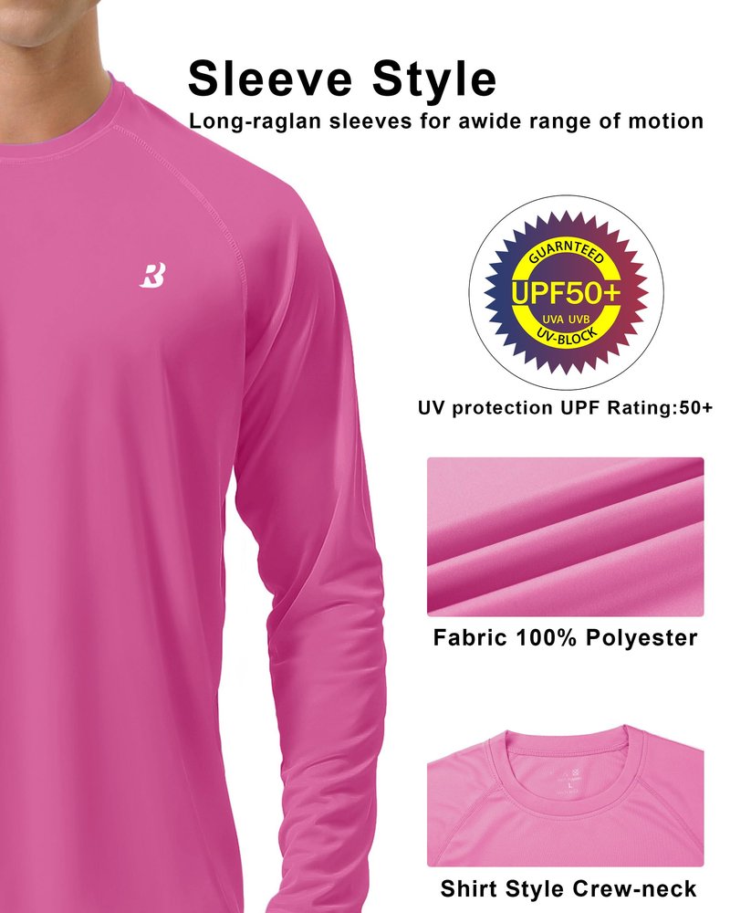 Roadbox Mens UPF 50+ Long Sleeve SPF Diving Rash Guard UV Sun Protection Shirts for Outdoor Fishing Hiking Swimming Running