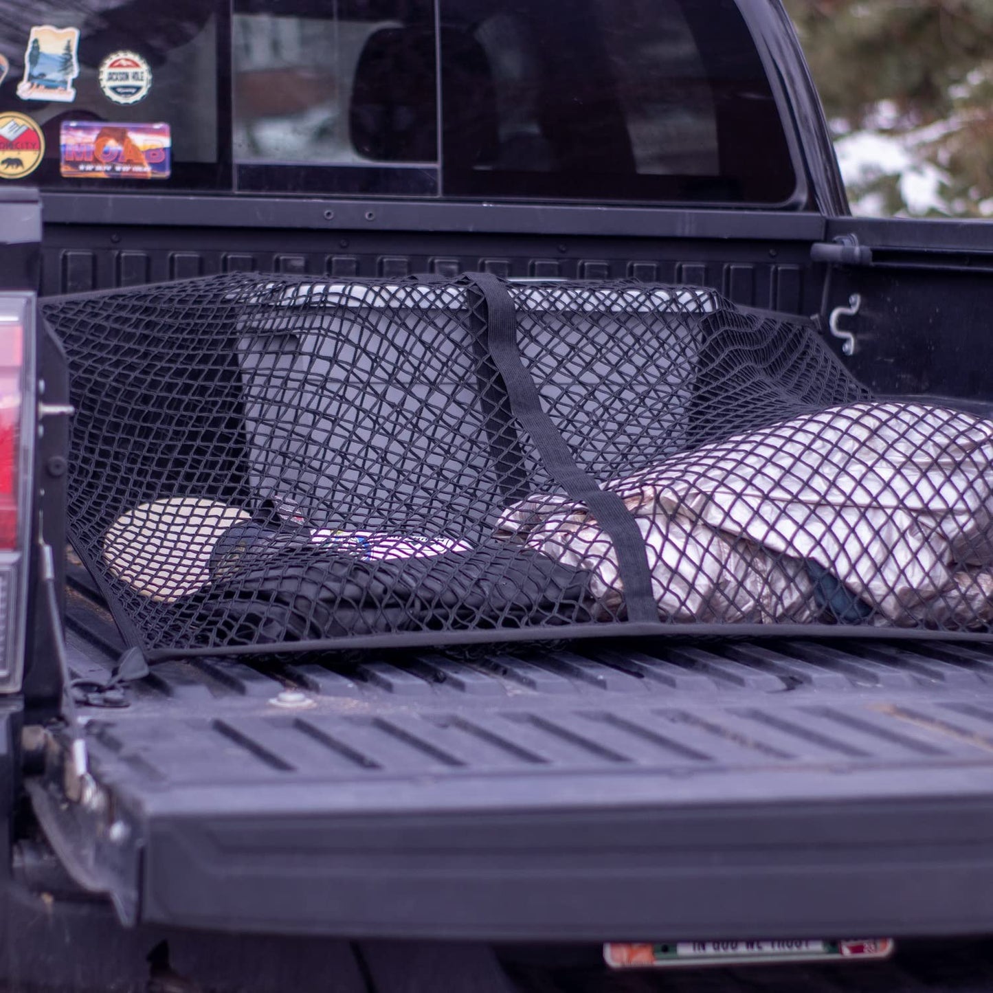 Highly Elastic Cargo Net, Simple Truck Bed Cargo Mesh Organizer, Suitable for Daily Light Loads of Trucks, 4'x4' Stretches to 7'x7' (Double Layer)