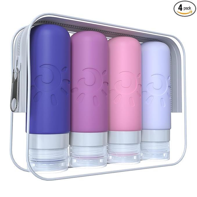 Zafit Travel Bottles for Toiletries, TSA Approved Travel Containers 3oz Leak Proof Travel Tubs Refillable Liquid Travel Accessories for Shampoo Conditioner Lotion Body Wash(Multicolored I)