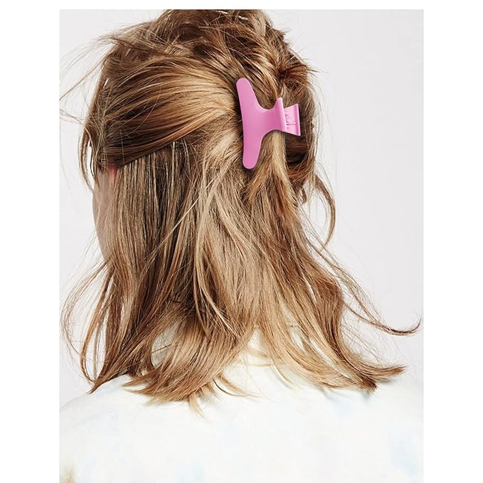 Hair Clips for Styling and Sectioning - 12 Pack Pink Butterfly Clamps for Hair Conditioning, Blow Drying, Cutting, Coloring