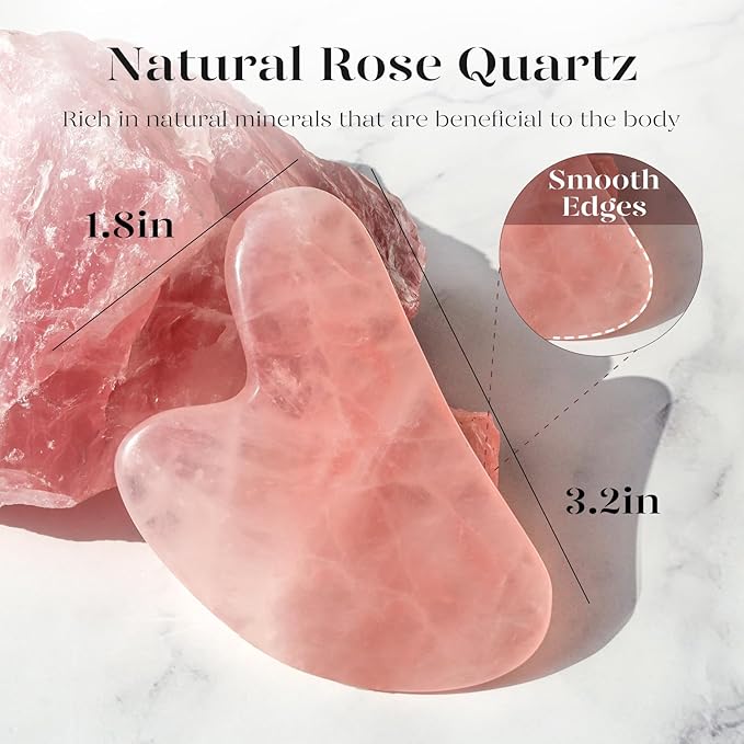 BAIMEI IcyMe Gua Sha Facial Tool for Self Care, Massage Tool for Face and Body, Relieve Tensions,Reduce Wrinkles and Redness, Skin Care Tools for Men Women - Rose Quartz