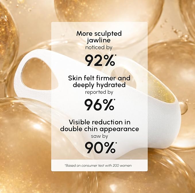 MAREE Chin Strap V Line Lifting Mask - 24K Gold Face & Neck Lift Tape Mask - Double Chin Strap for Sleeping - Neck Wrinkle Patches Reducer & Jawline Shaper for Firming, Tightening & Lifting - 10 PCS