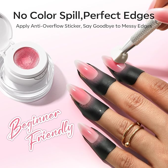 modelones Pat Paint Gel Nail Polish, 2 Colors Soak Off UV Patting Gel Polish Pigmented Colors for Ombre & Gradient & Blush Blooming & French Tip Nail Art, Ivory Blush