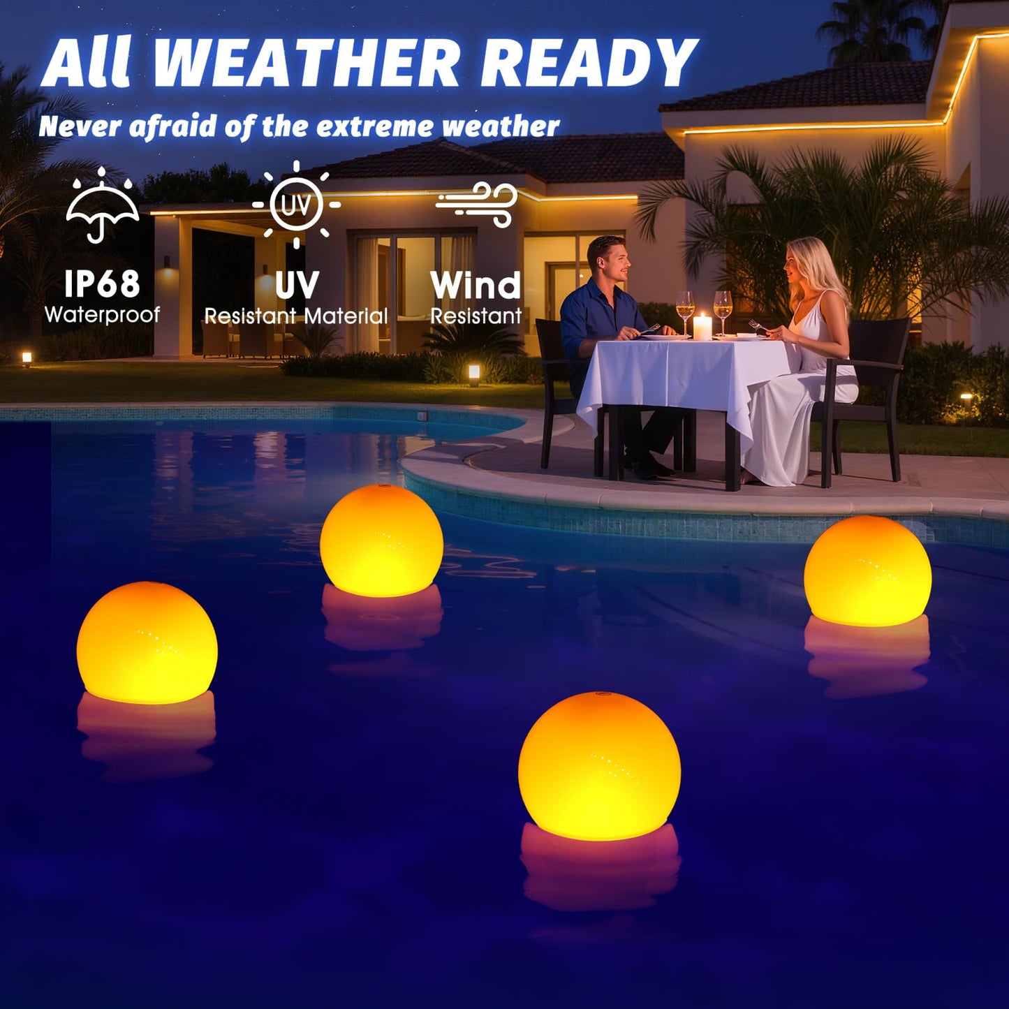 Solar Pool Chlorine Floater, Chlorines Floater with Light, Glow in Dark Chlorines Tablet Floater, Flame-Orange, 11 Inch