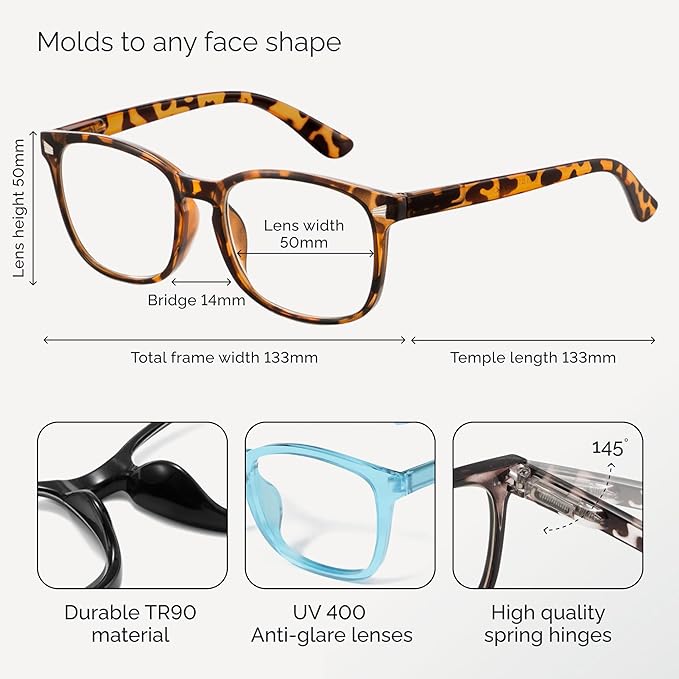 CCVOO 4.0 Reading Glasses for Women, Eyeglasses, Blue Light Readers, Cheaters
