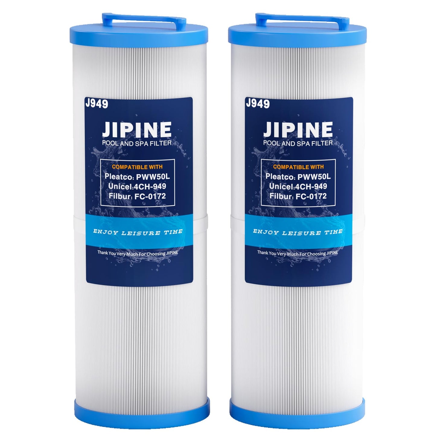 JIPINE 4CH-949 Spa Filter Replacement for Pleatco PWW50L, Cal spa Filter FIL50-5D13H15FCT-3, Filbur FC-0172, SD-01143, 817-4050, Waterway Teleweir 50, Rising Dragon 50, Hot Tub Filter 2 Pack