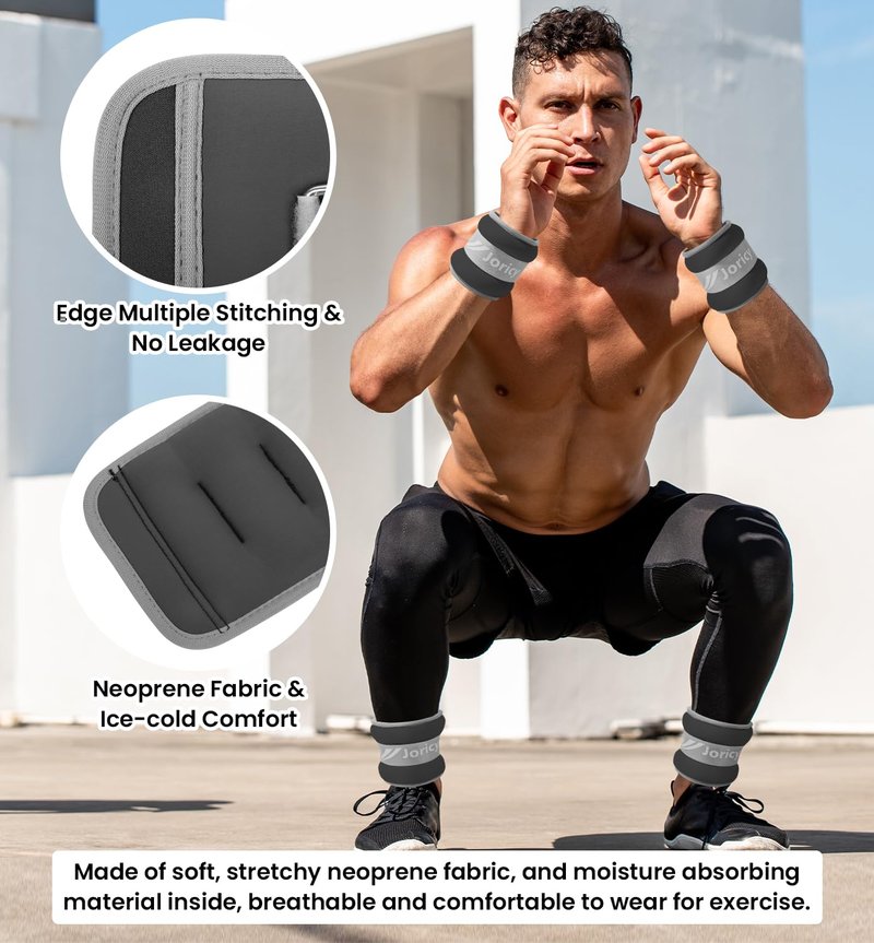 Ankle Weight, Wrist Leg Arm Weights for Women Men with Adjustable Straps, A Pair of 10LBS(5 LB Each Weight) Strength Training Weighted for Yoga Jogging Running Walking Dance, Grey