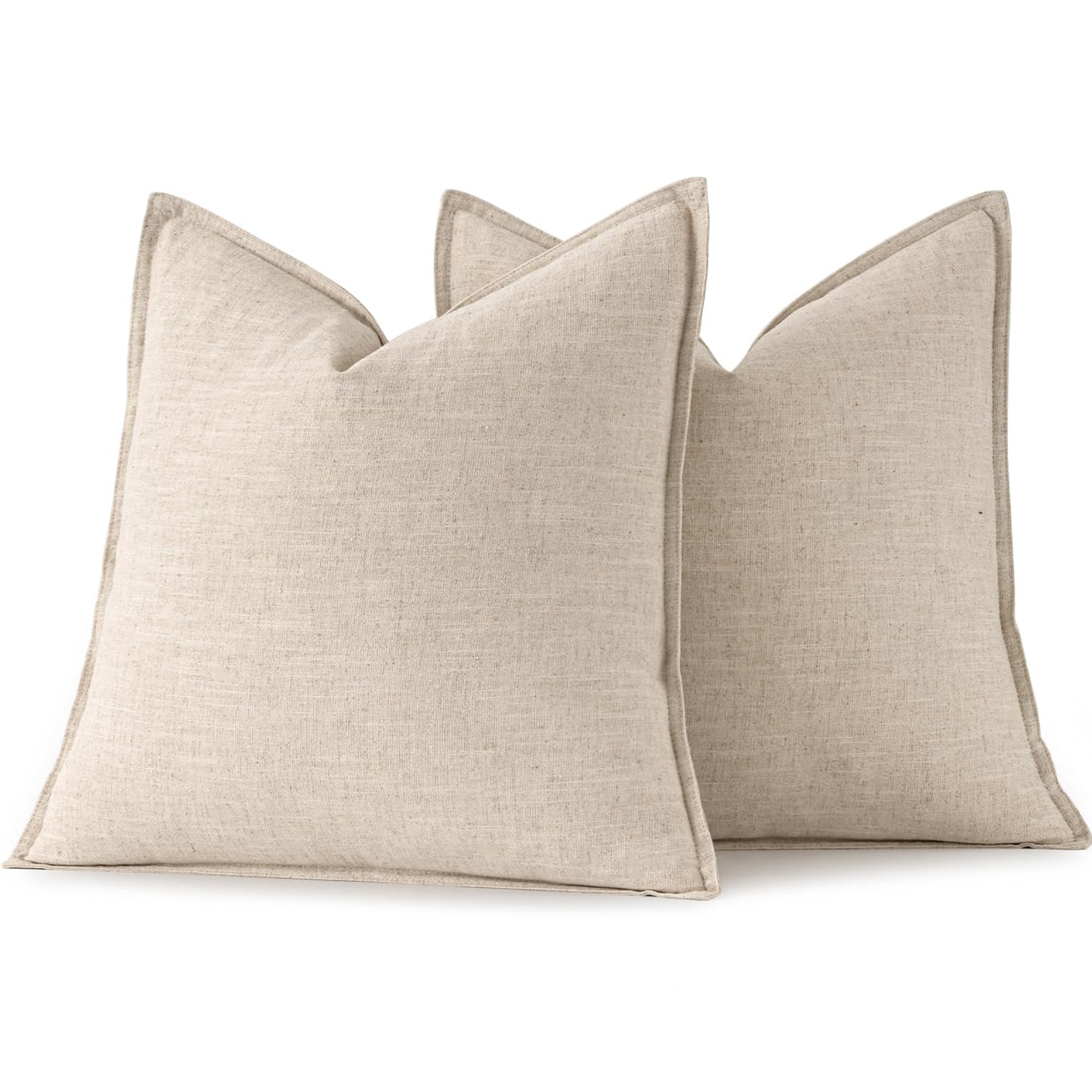 MIULEE Decorative Linen Euro Sham Pillow Covers 26x26 Natural Beige Boho FarmhouseNeutral Christmas Couch Throw Pillows for Bed Pack of 2 Accent Modern Pillowcase Sofa Livingroom Home Decor
