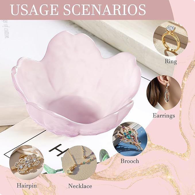 Gifts for Women Flower Jewelry Dish Ring Holder Jewelry Tray Vanity Organizer Room Decor Aesthetic Dorm Bathroom Decor Decorative Trinket Dish for Rings Earrings Necklaces Birthday Christmas Gifts