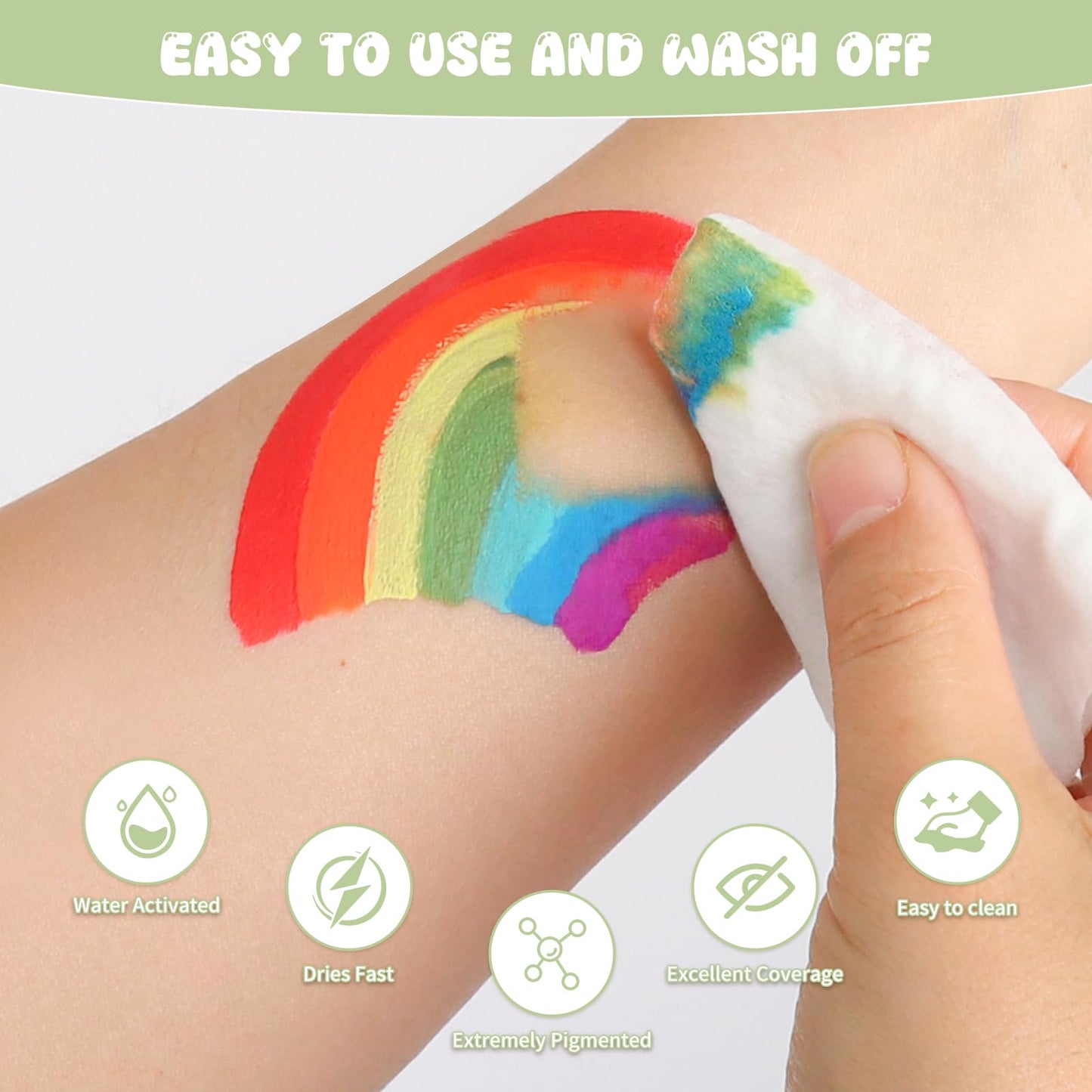 Pintada 26 Color Face Painting Kit for Kids - Non-Toxic Water Activated Face Paint Palette with Brush, Stencils, Gems - For Halloween, Carnivals, Costume Parties, Body Art, Fairs & Creative Events.