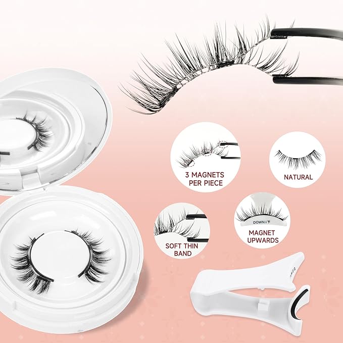 Higu clace Magnetic Eyelashes Magnetic Lashes with Applicator Soft Magnetic Eyelashes Natural Look PestaÃÂ±as MagnÃÂ©ticas No Need Glue Easy to Wear and Remove PestaÃÂ±as MagnÃÂ©ticas Naturales(I04)