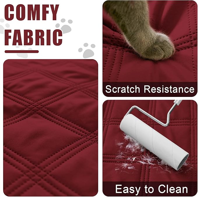 Smiry Waterproof Dog Bed Cover Blanket 40x80, Soft Reversible Pet Blanket, Washable Leakproof Cats Dogs Couch Cover for Sofa, Couch, Furniture, Wine Red/Beige